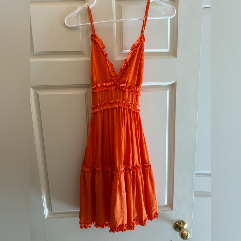 SHE + SKY Orange Ruffle Sundress